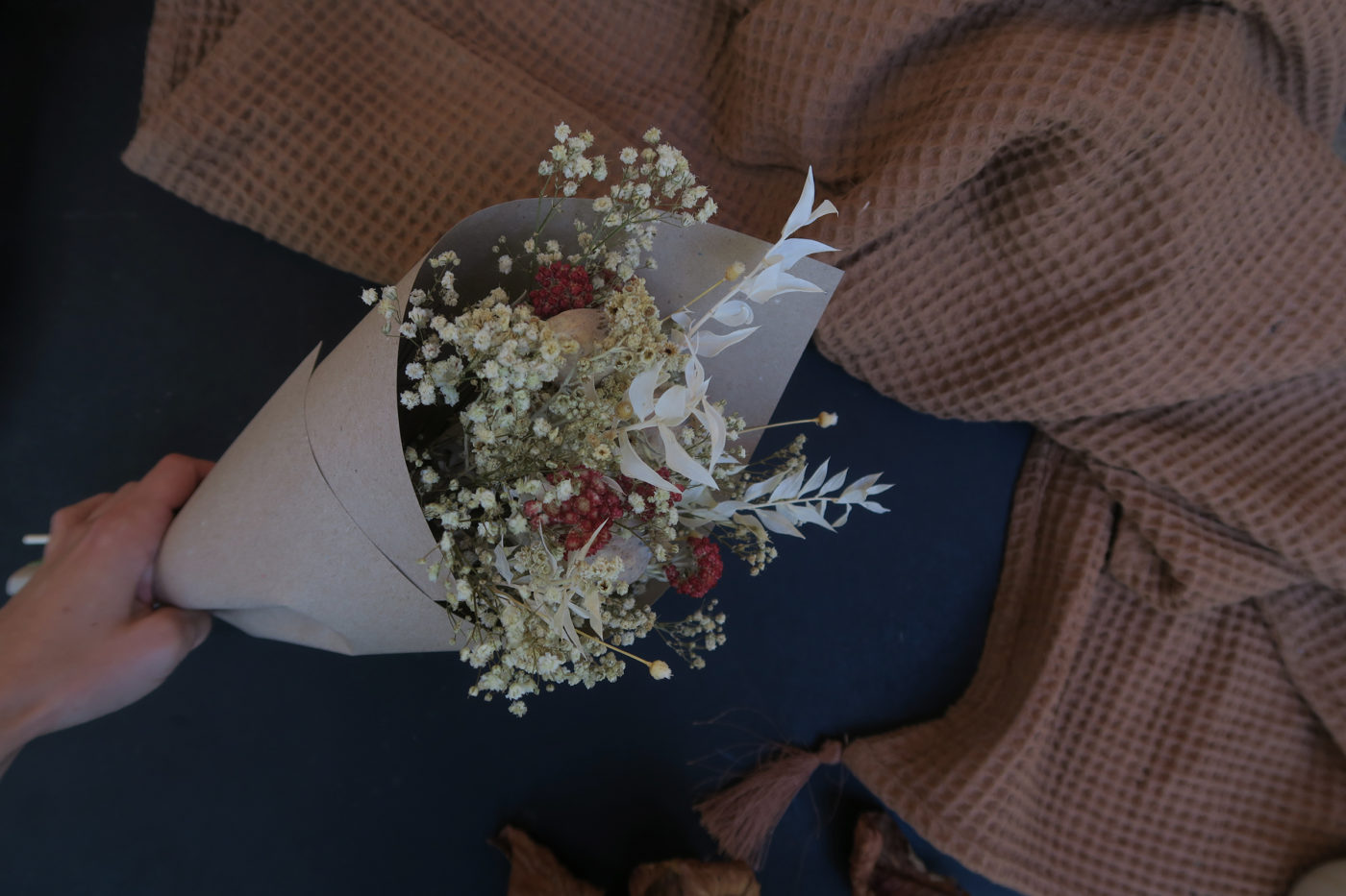 bouquet de fleurs sechées blanc henriette