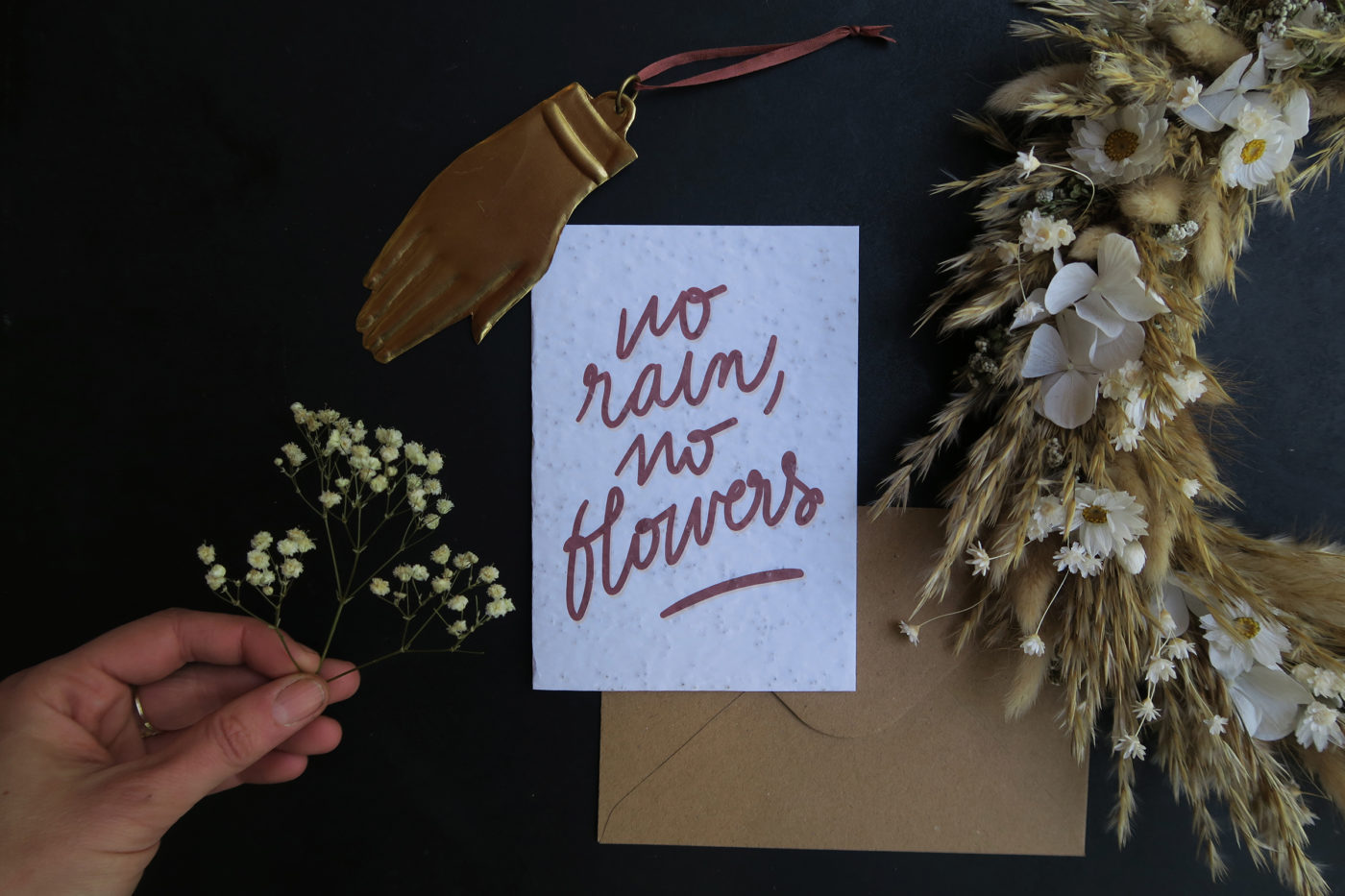 carte papier ensemencé à planter fleurs séchées merci