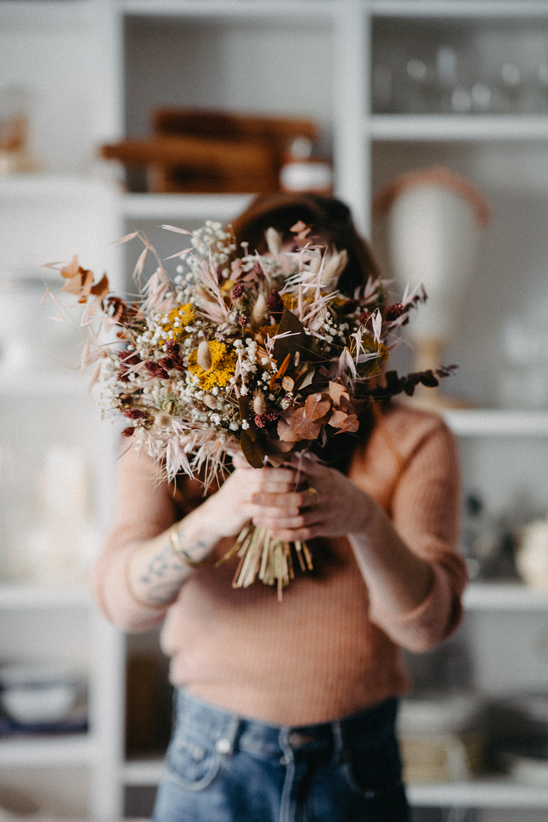 bouquet champêtre de fleurs séchées atelier hosta boutique en ligne décoration eshop français toulouse