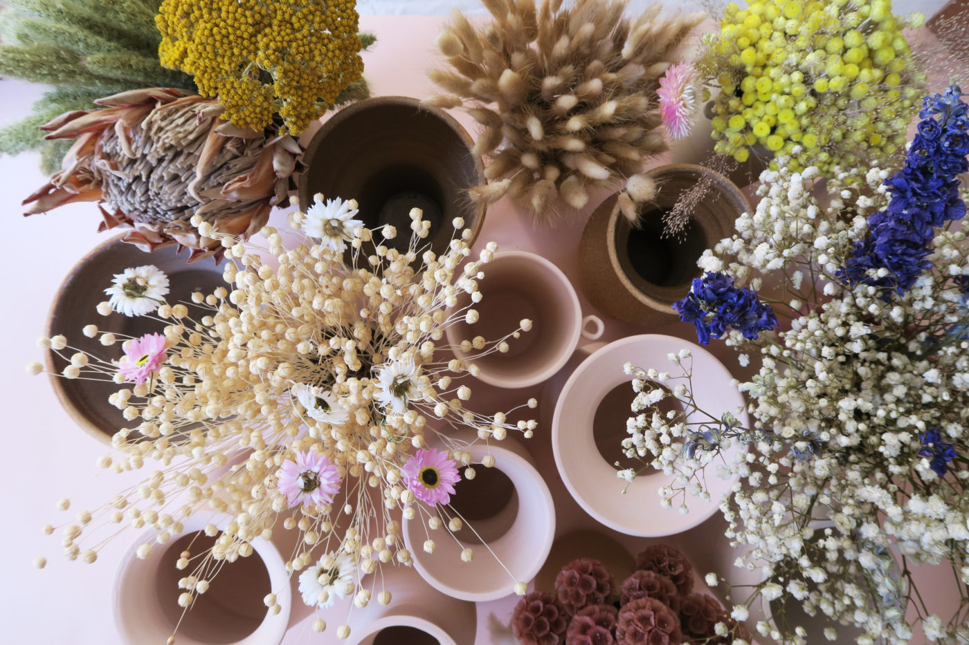 vase et bouquet de fleurs séchées atelier toulouse
