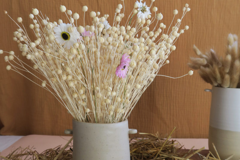 vase céramique et bouquet de fleurs séchées fête des mère atelier floral lin maman toulouse
