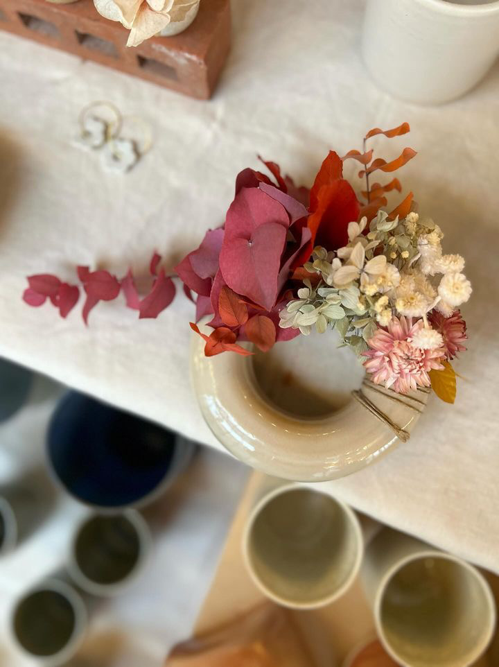 donut céramique et fleurs séchées artisanant français toulouse argile idée cadeau maman femme