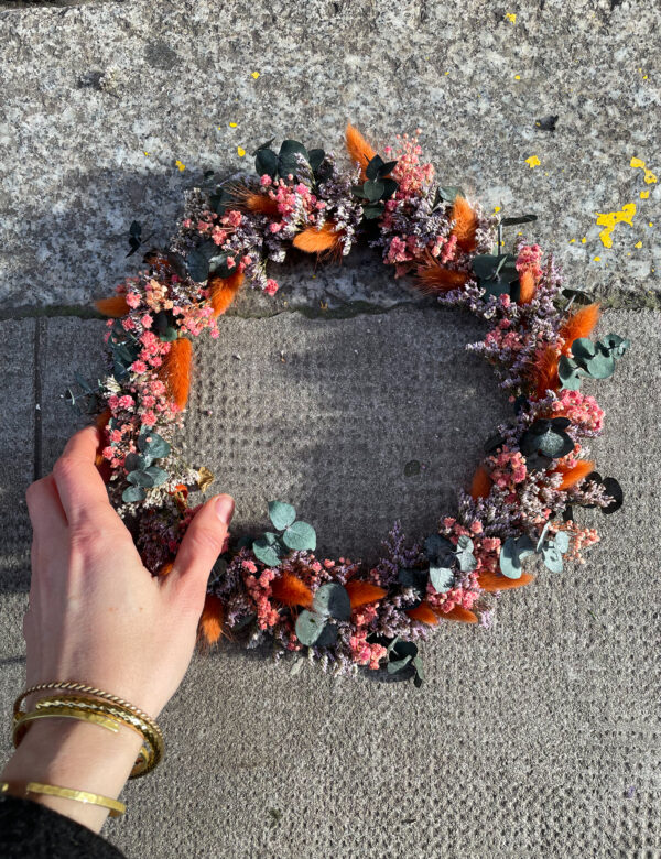 couronne de fleurs séchées déco murale cadeau saint valentin fête des mères français toulouse fleuriste