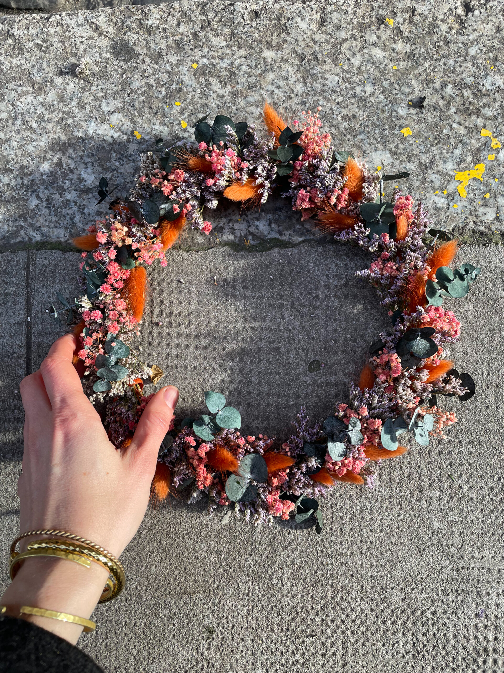 couronne de fleurs séchées déco murale cadeau saint valentin fête des mères français toulouse fleuriste