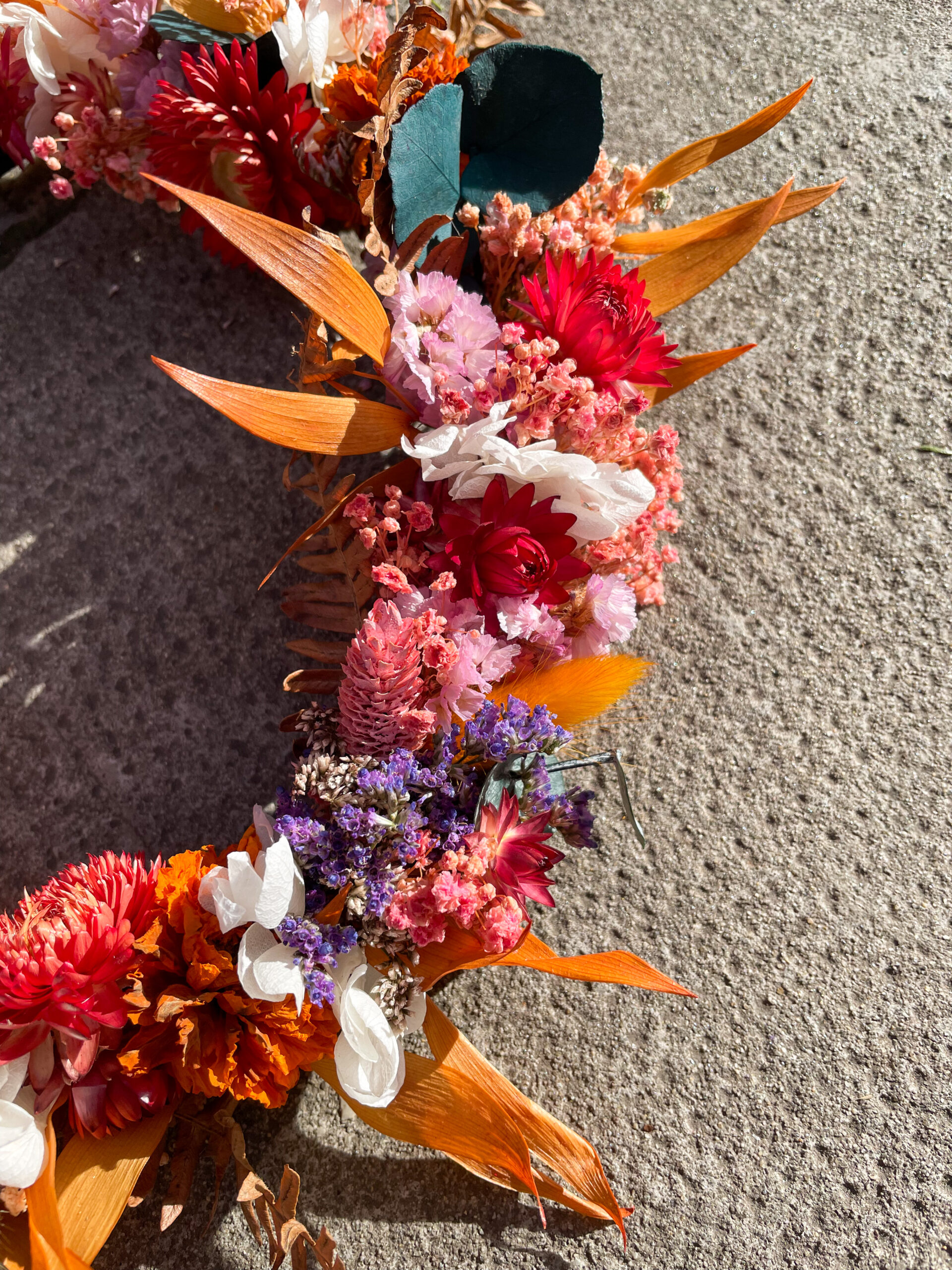 Couronne de fleurs séchées Persimmon – Image 3