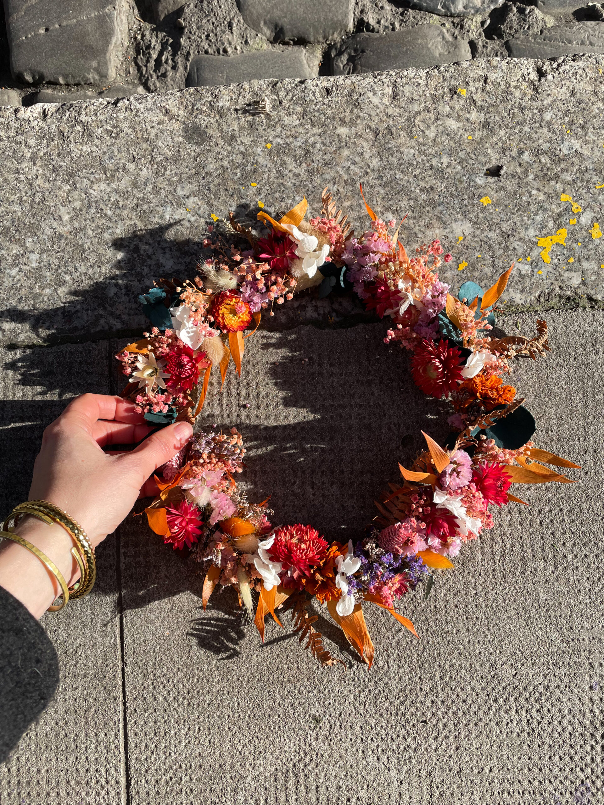Couronne de fleurs séchées Persimmon – Image 2